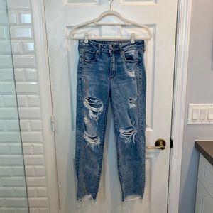 american eagle high-rise slim ankle super stretch jean